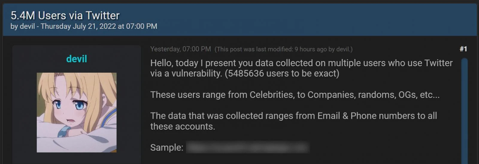 5.4 M Twitter data leak | SOSECURE MORE THAN SECURE